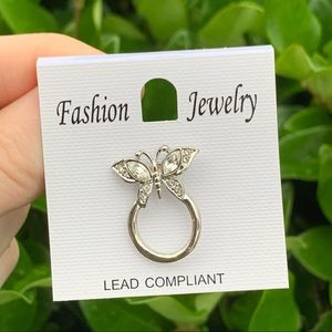 NEW Silver Color Butterfly Pin w/ Rhinestones Fashion Jewelry Lead Compliant